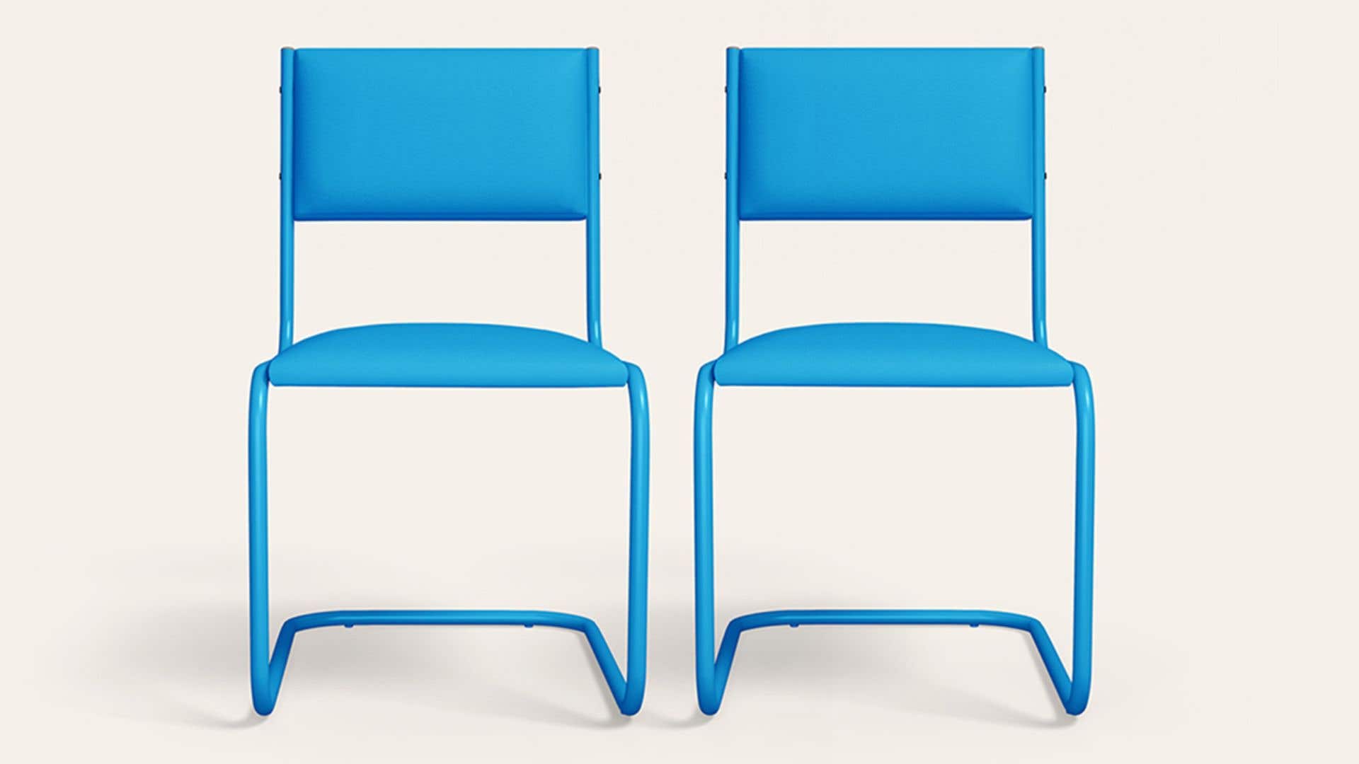 Vivid Ergonomic Leatherette Cantilever Chair (Set of 2, Blue)