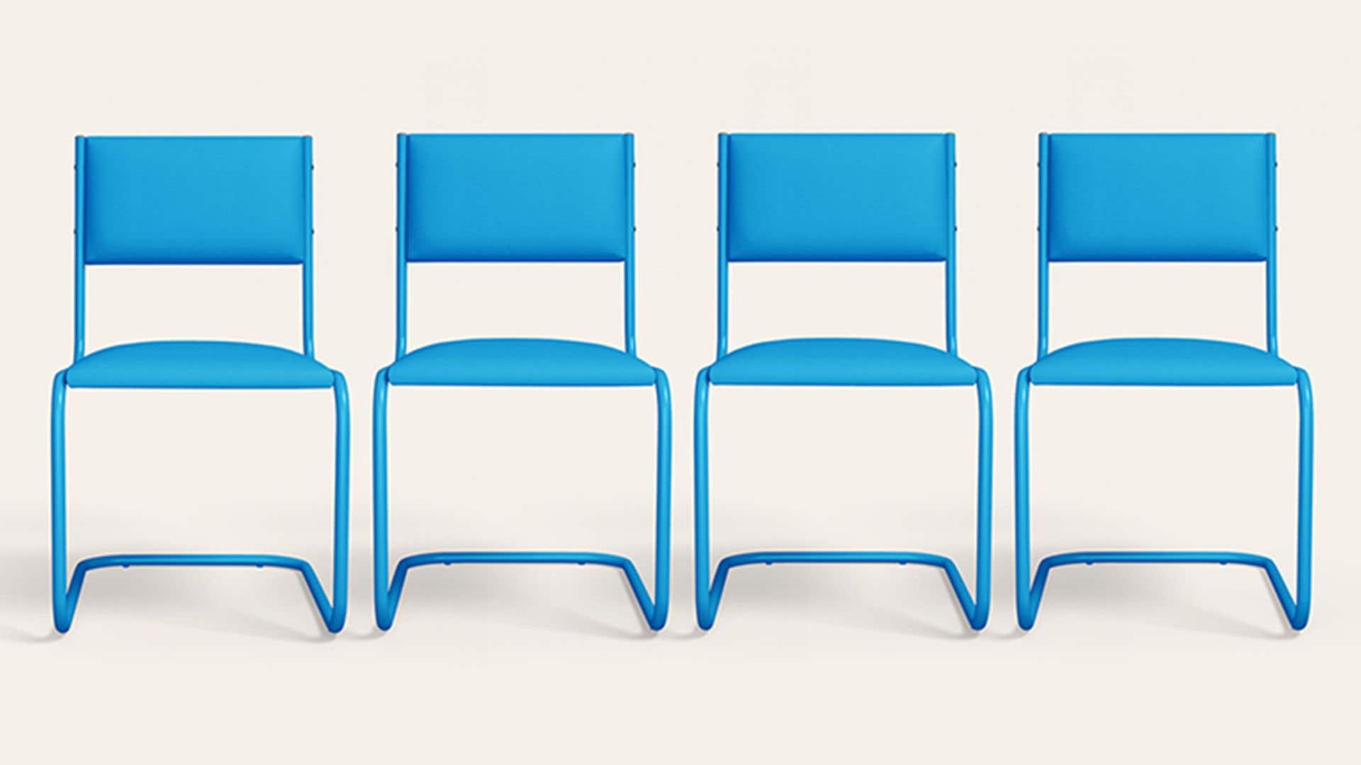Vivid Ergonomic Leatherette Cantilever Chair (Set of 4, Blue)