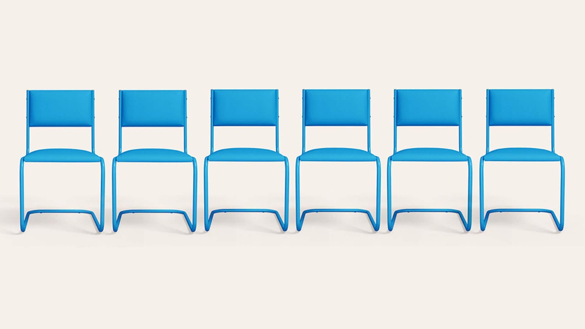 Vivid Ergonomic Leatherette Cantilever Chair (Set of 6, Blue)