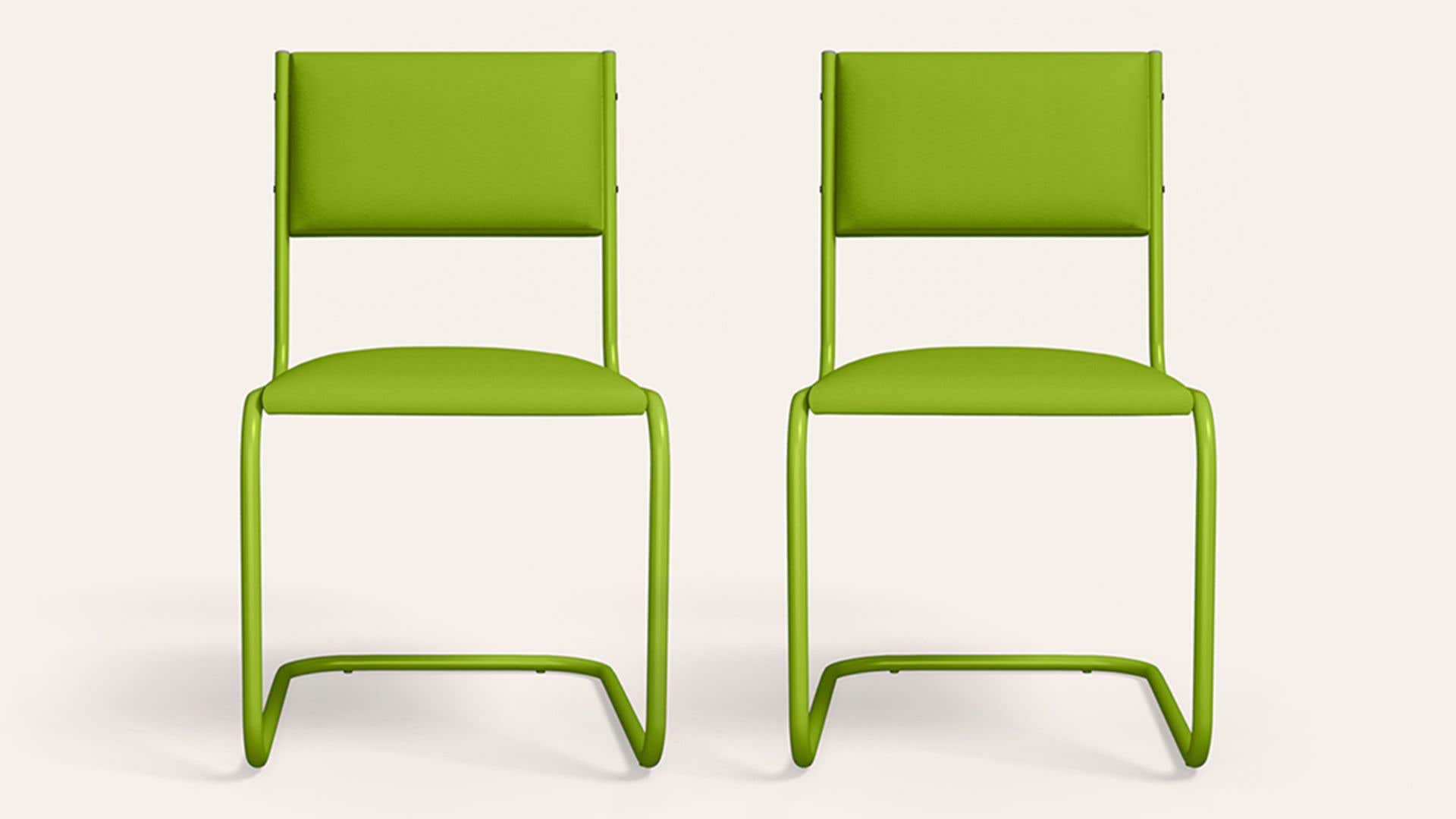 Vivid Ergonomic Leatherette Cantilever Chair (Set of 2, Green)