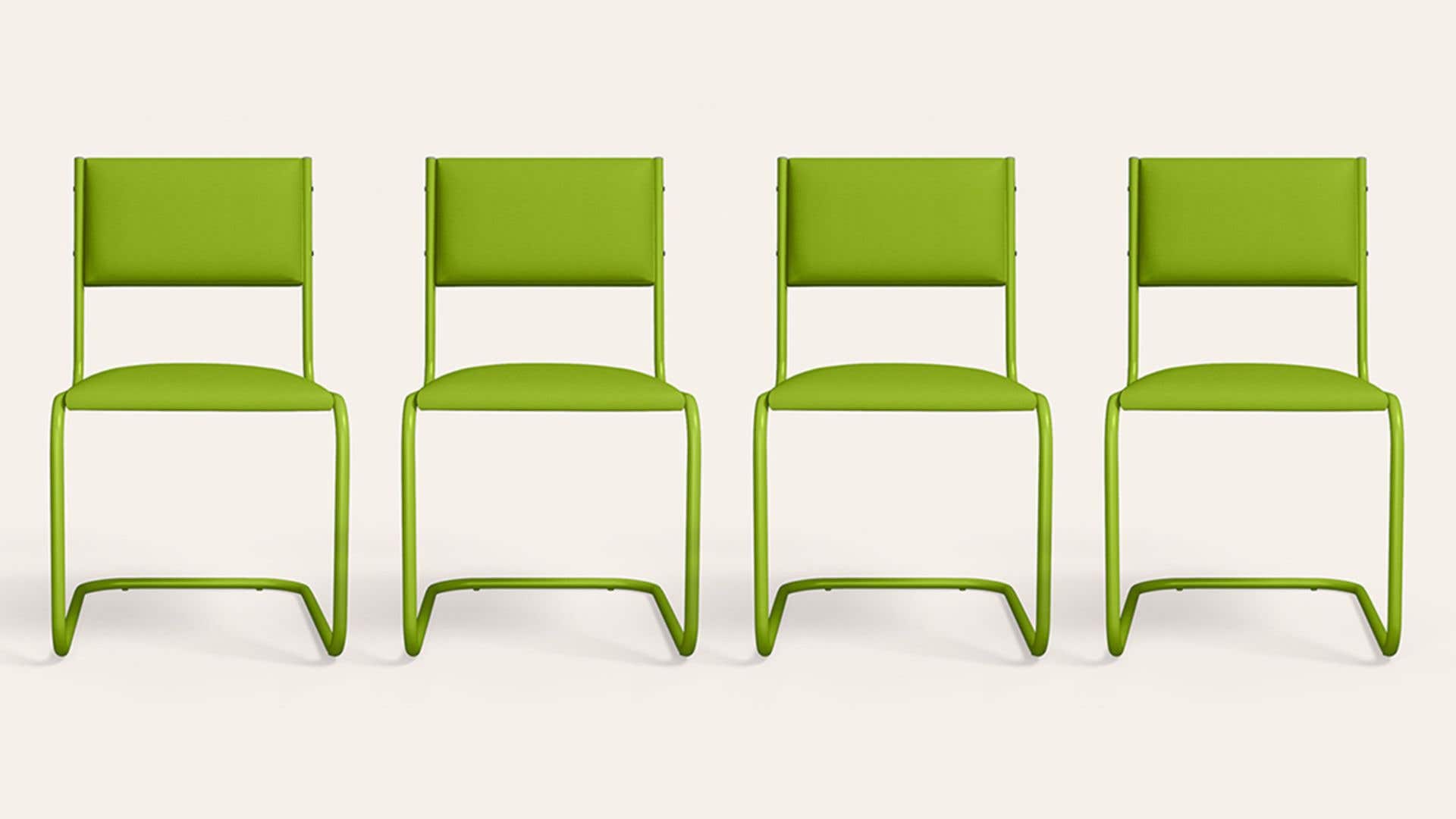 Vivid Ergonomic Leatherette Cantilever Chair (Set of 4, Green)