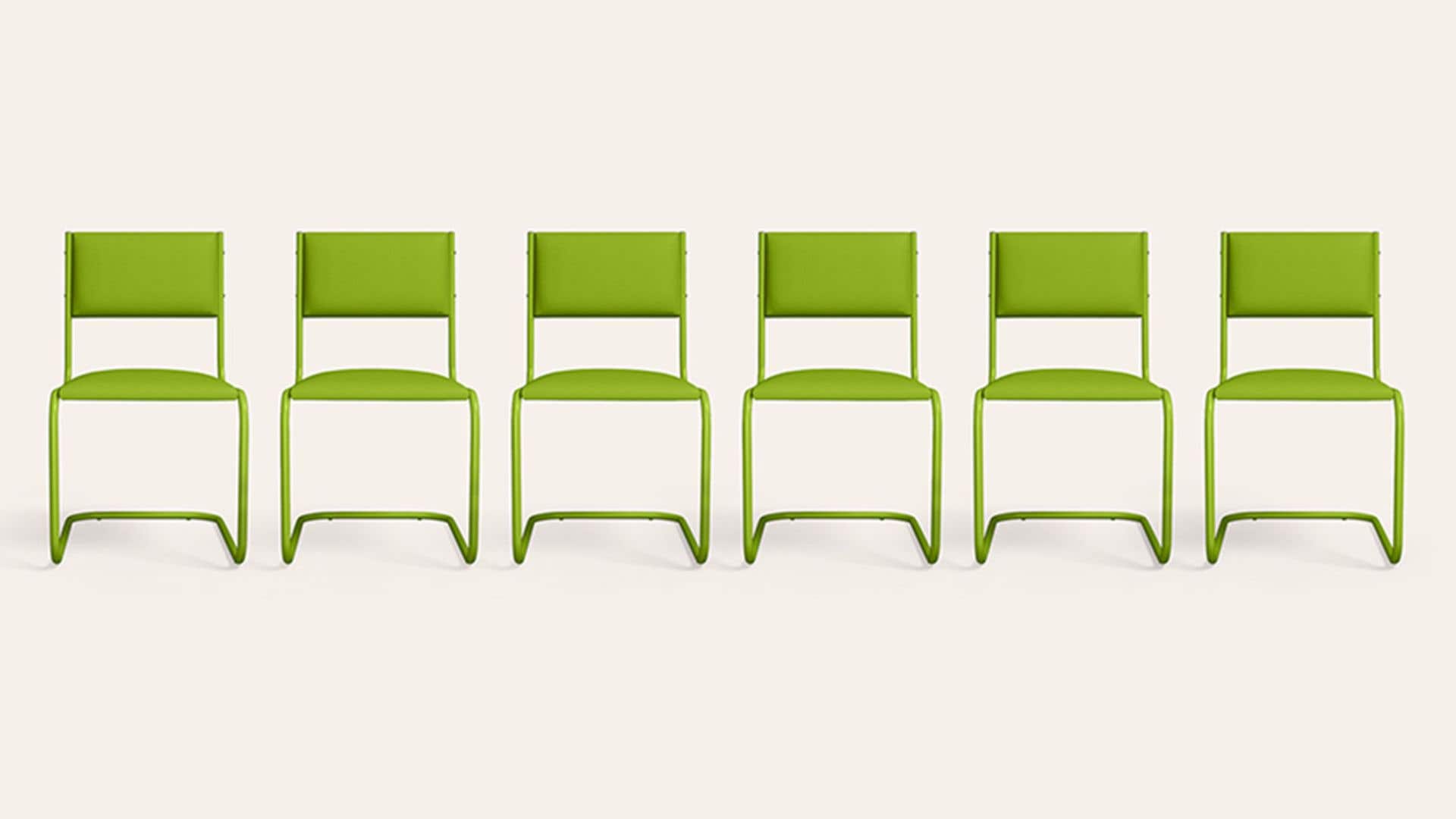 Vivid Ergonomic Leatherette Cantilever Chair (Set of 6, Green)