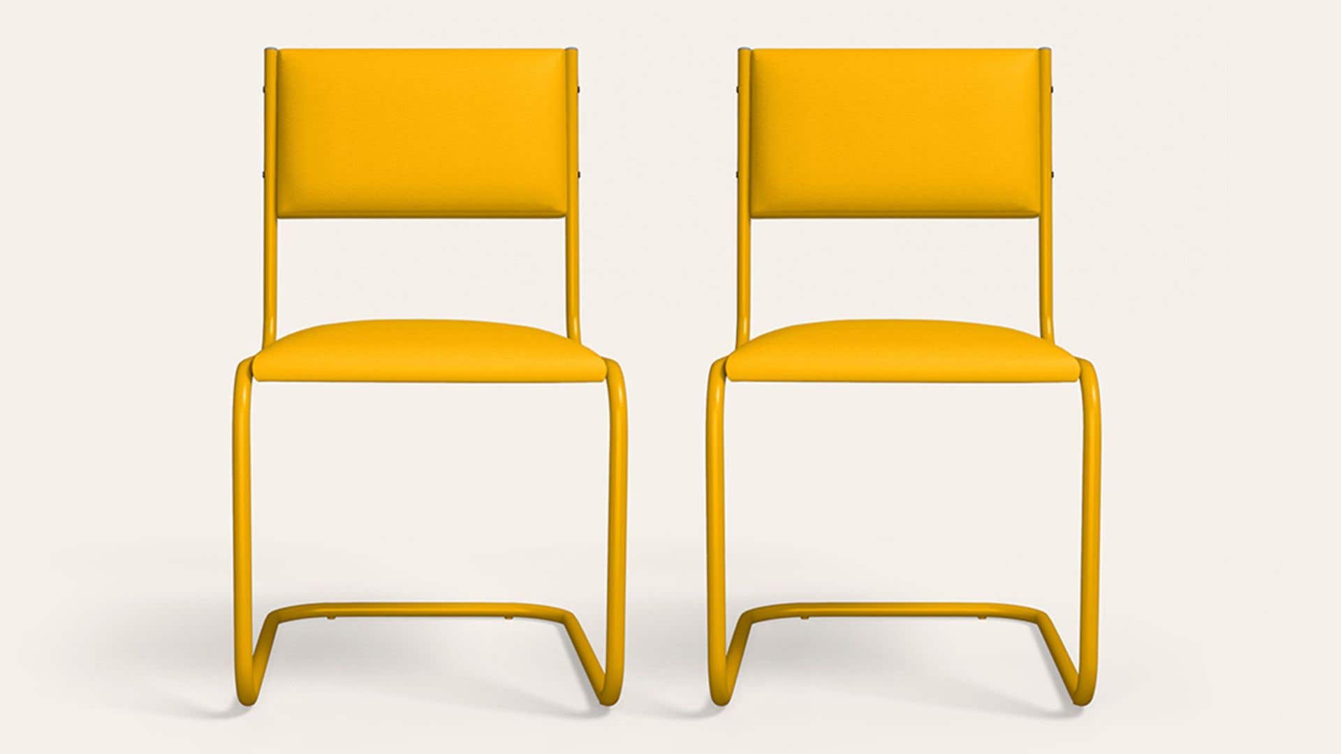 Vivid Ergonomic Leatherette Cantilever Chair (Set of 2, Yellow)