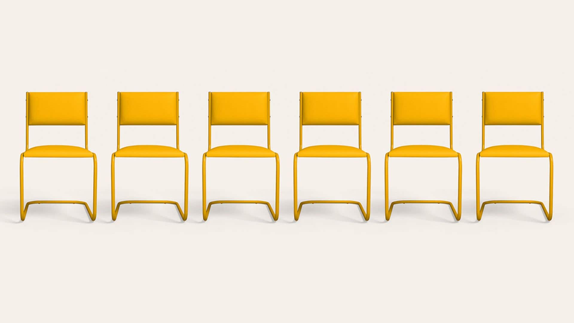 Vivid Ergonomic Leatherette Cantilever Chair (Set of 6, Yellow)