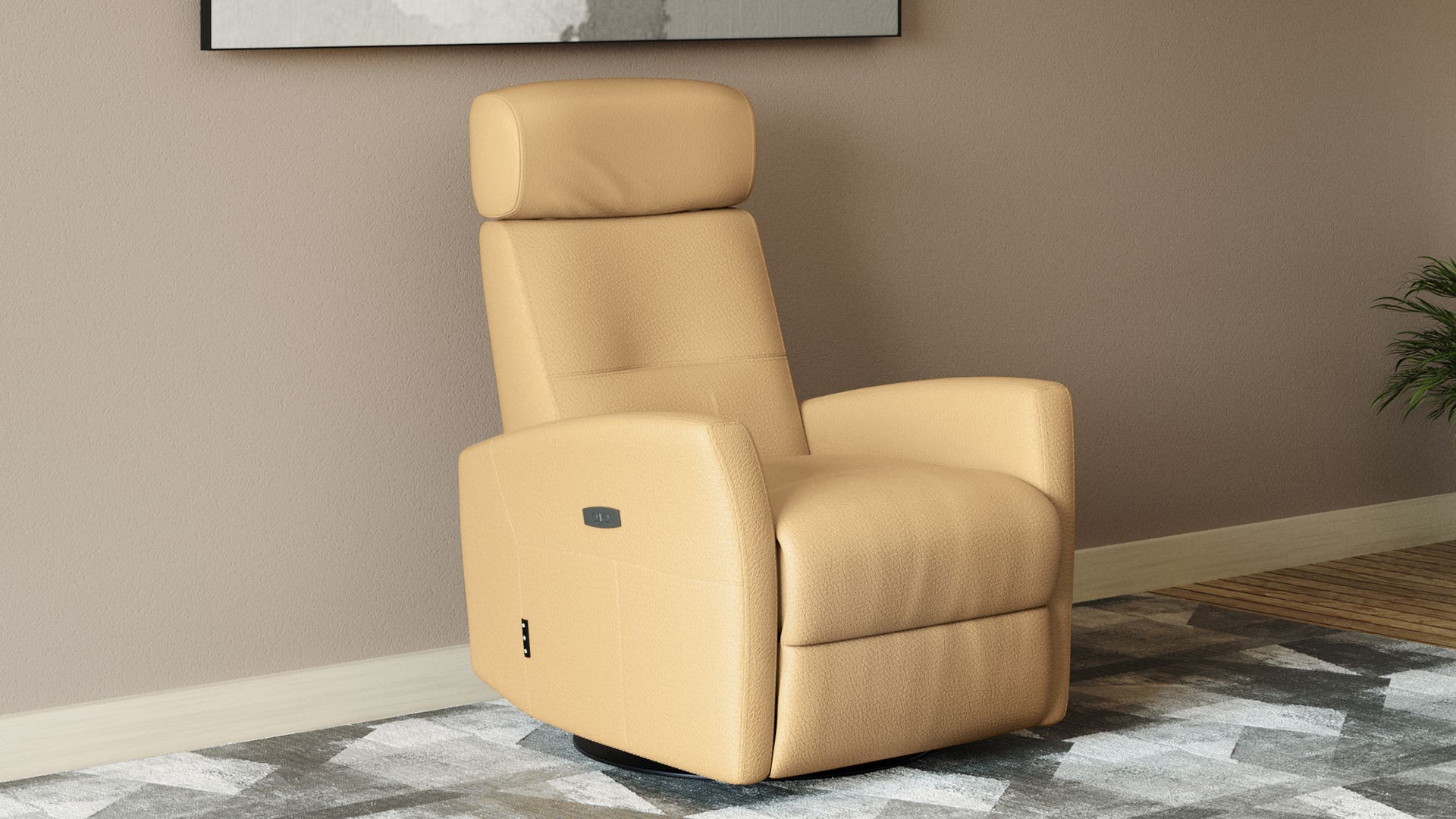 Volga 1 Seater Leather Motorised Rocker Recliner Sofa with Swivel and USB Port