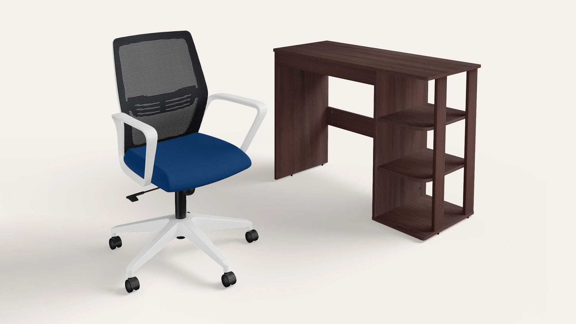 Vurv-Ewa Study Table with Chair (Blue and Brown), DIY Installation for Chair