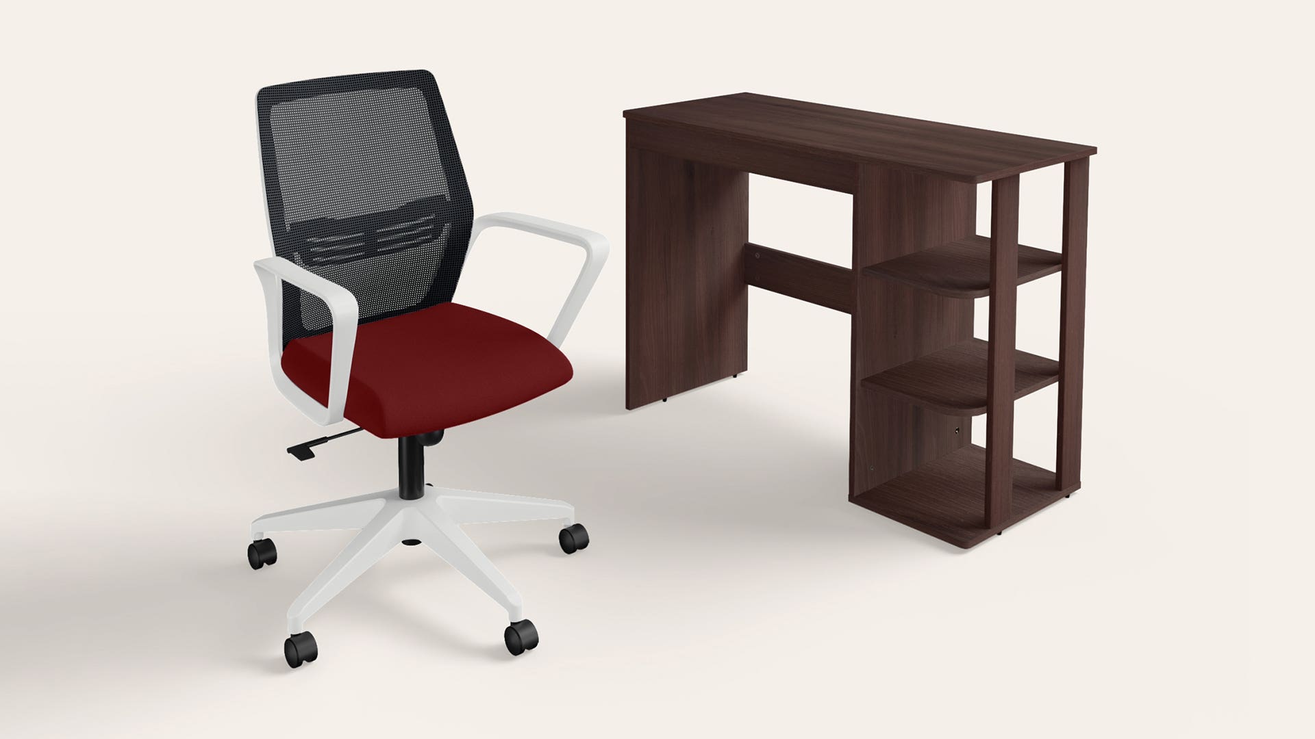 Vurv-Ewa Study Table with Chair (Red and Brown), DIY Installation for Chair