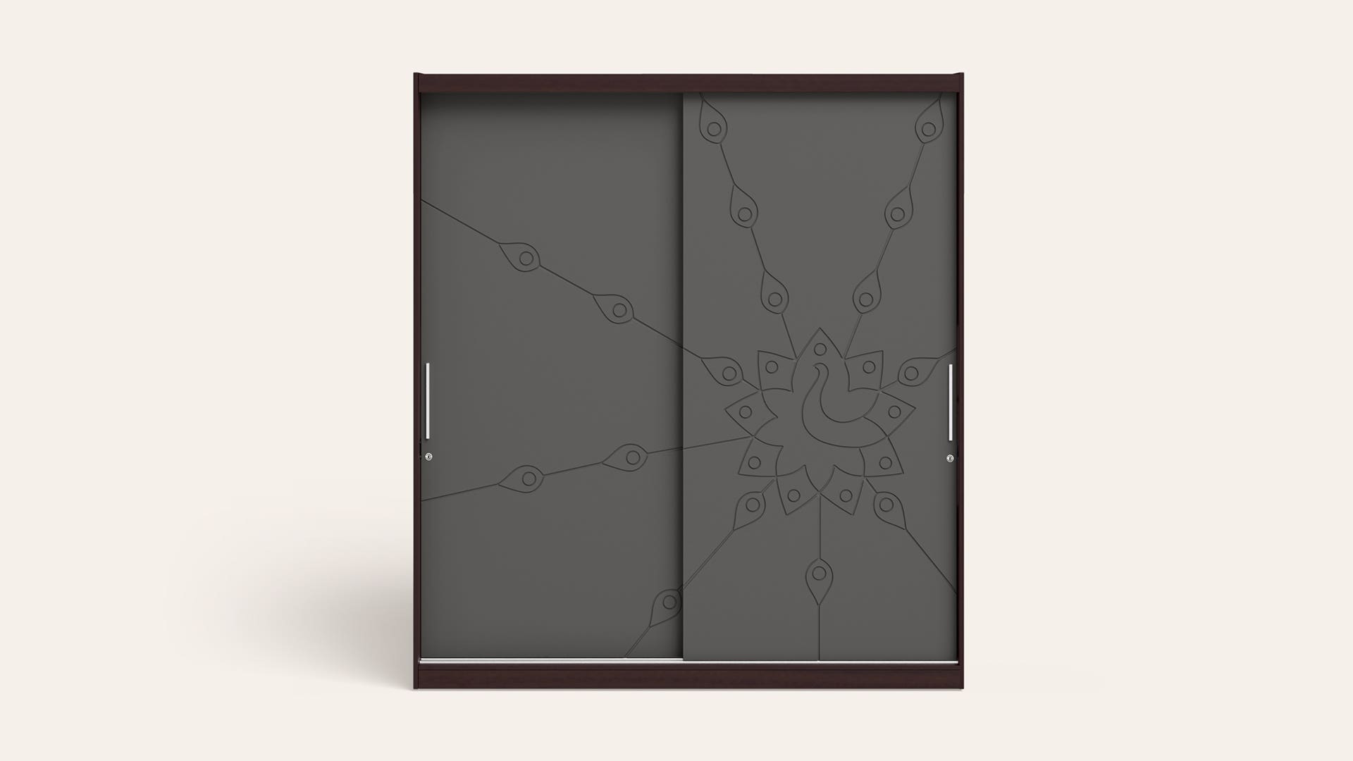 Waldorf 2-Door Wooden Sliding Wardrobe/Almirah (Gunmetal Grey)