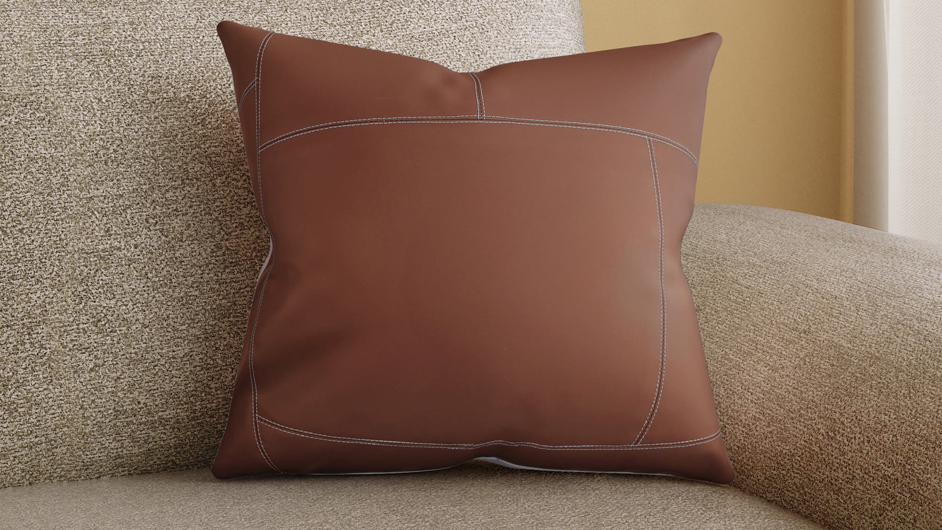 Montage Panelling PU Leather Cushion Cover