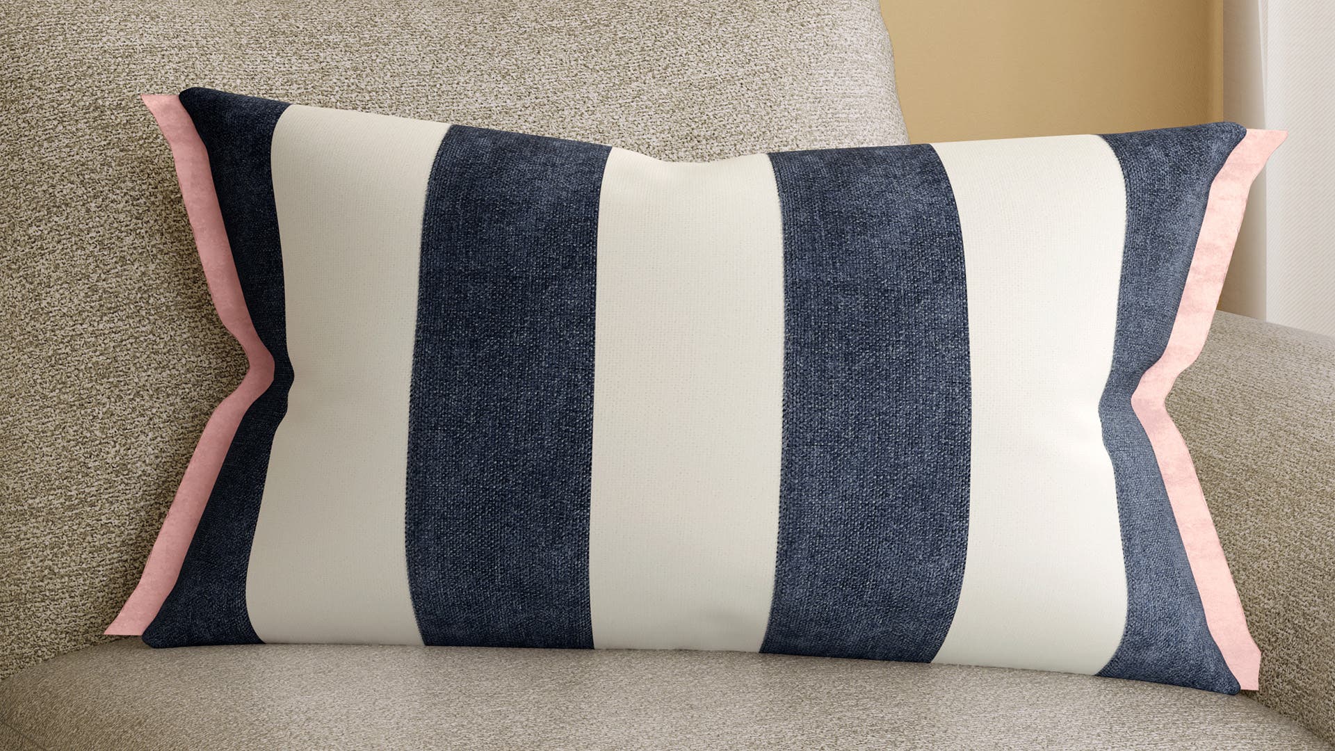 Stripes-Panelling Polyester Cushion Cover