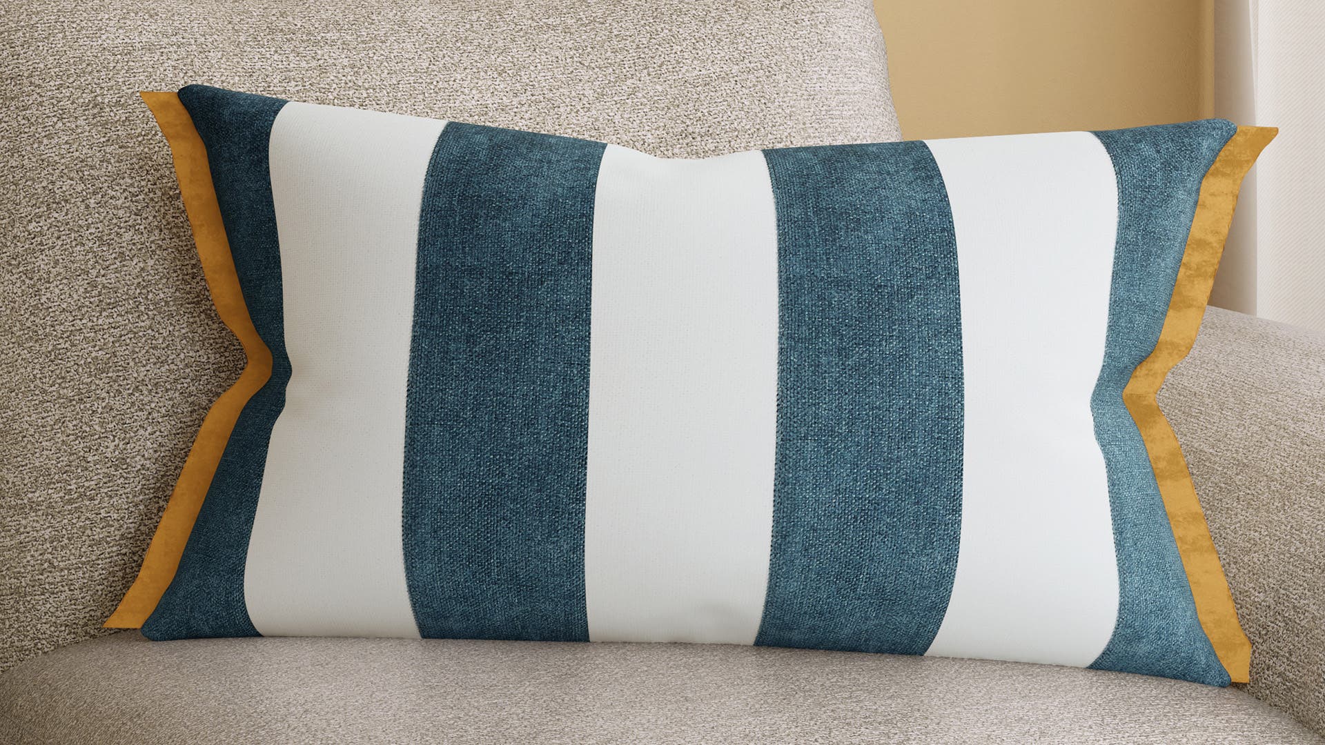 Stripes-Panelling Polyester Cushion Cover