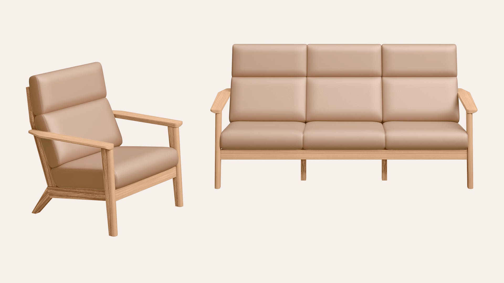 Zenara 4-Seater Synthetic Leather Sofa Set (3 Seater + 1 Seater)