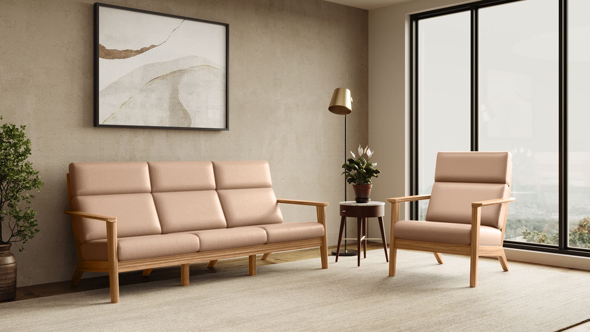 Zenara Fabric Sofa Set 