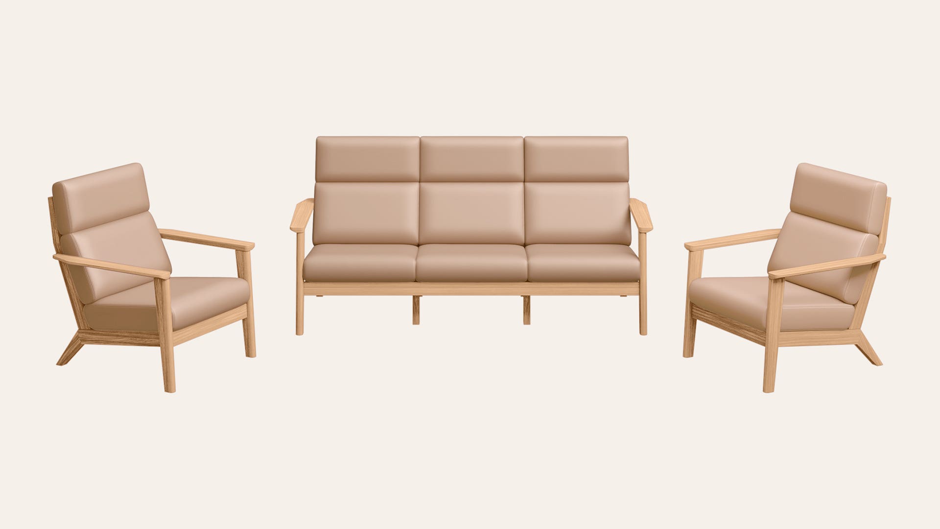 Zenara 5-Seater Synthetic Leather Sofa Set (3 Seater + 1 Seater + 1 Seater)
