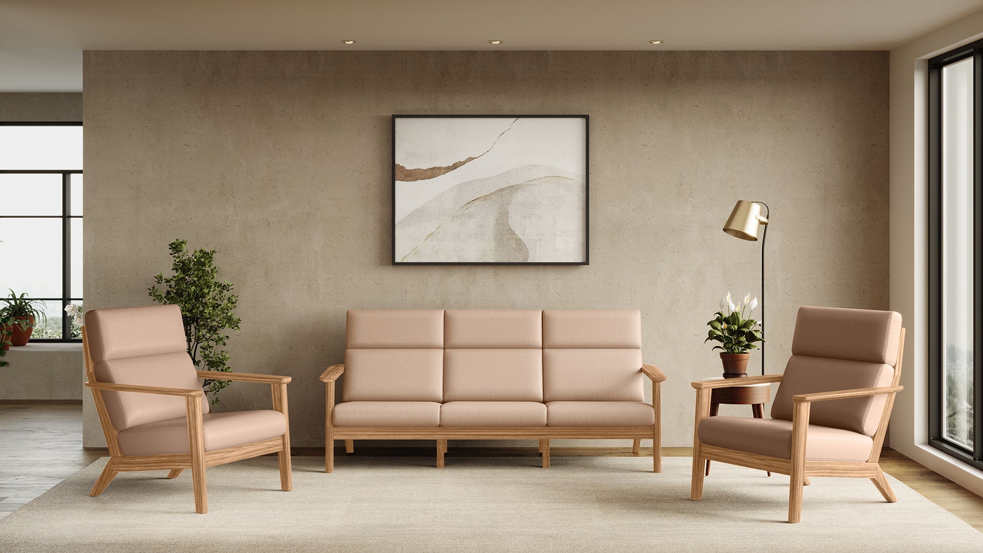 Zenara Fabric Sofa Set 