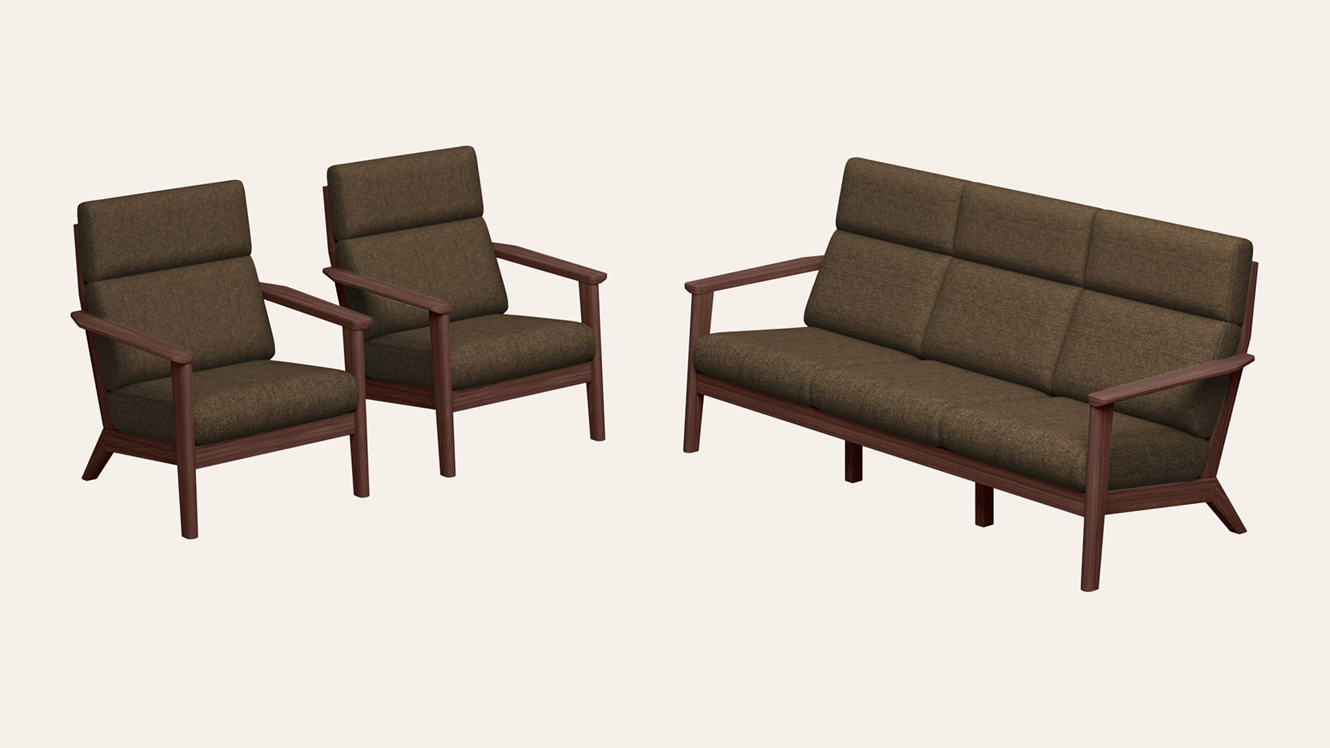 Zenara 5-Seater Fabric Sofa Set (3 Seater + 1 Seater + 1 Seater)