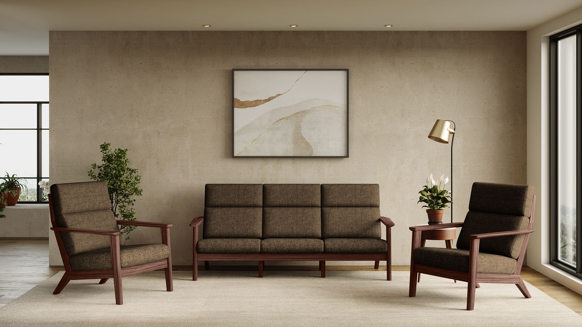 Zenara Fabric Sofa Set 
