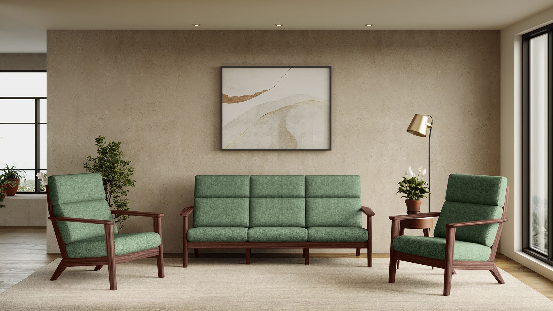 Zenara Fabric Sofa Set 