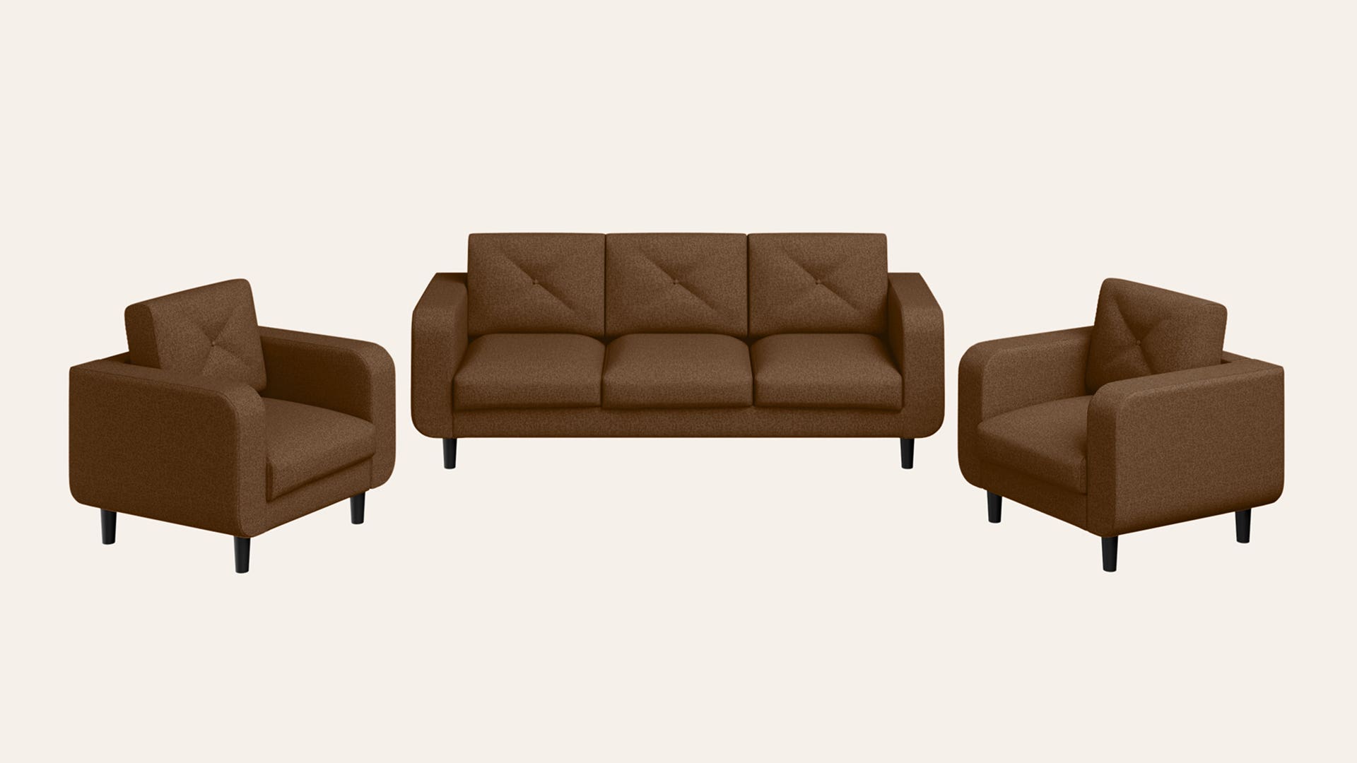 Zompy Advance 5-Seater Fabric Sofa Set (3 Seater + 1 Seater + 1 Seater)
