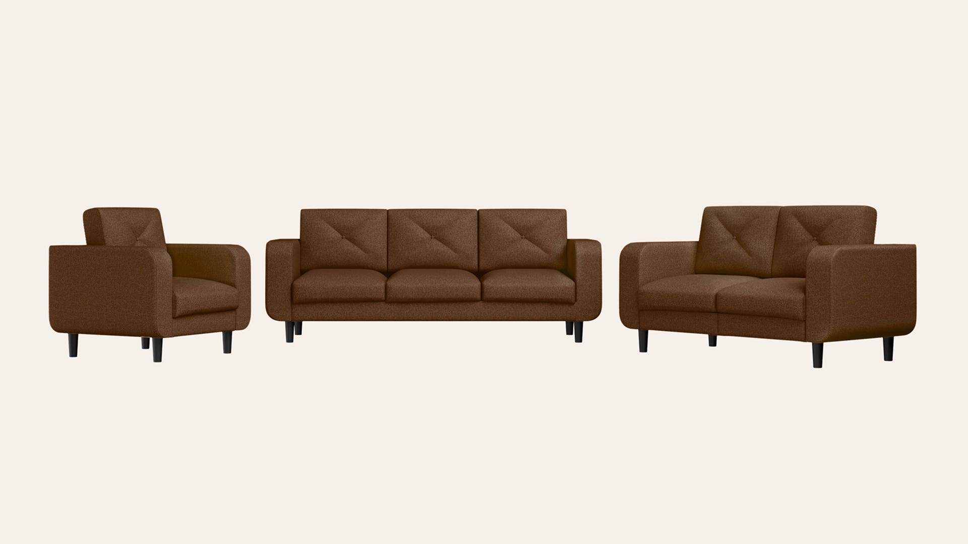Zompy Advance 6-Seater Fabric Sofa Set (3 Seater + 2 Seater + 1 Seater)