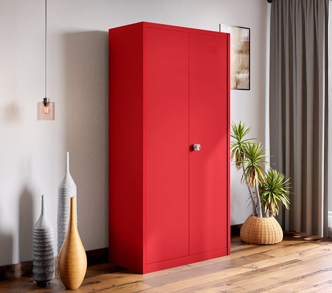 Buy Flynn NX 2-Door Steel Almirah (Textured Carmine Red) 1-Year