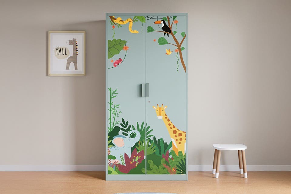 The Kidmax kids' wardrobe from Interio in a child’s bedroom.