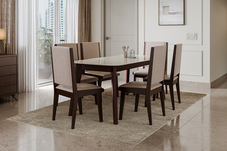 Aspen dining chair by Interio with a dark wood finish and elegant traditional design.